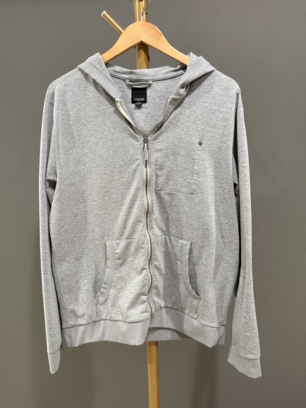 Vuori Coronado Full Zip Hoodie Light Heather Grey Men's Size L